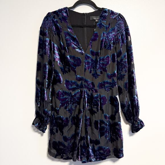 Adelyn Rae City Lights Velvet Burnout Long Sleeve Romper NWT Size S - Picture 5 of 14